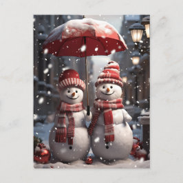 Cartão Postal De Festividades Snowman
