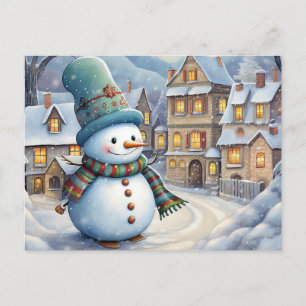 Cartão Postal De Festividades Snowman