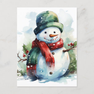 Cartão Postal De Festividades Snowman