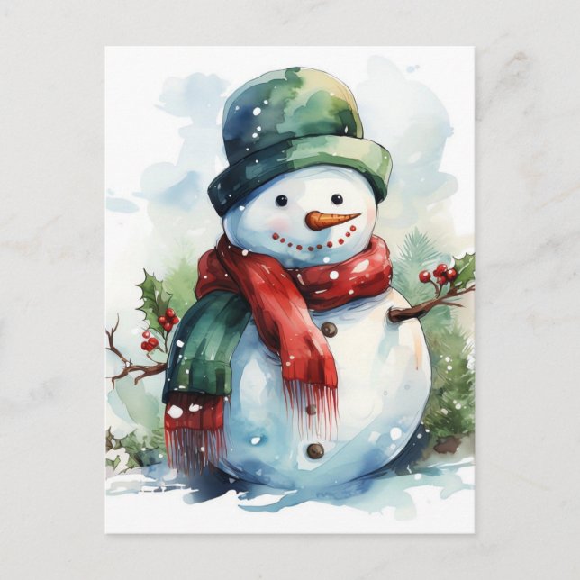 Cartão Postal De Festividades Snowman (Frente)