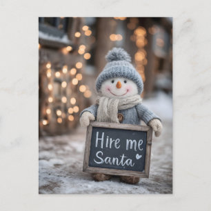 Cartão Postal De Festividades Snowman "Aluga-me Papais noeis"