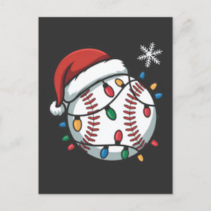 Cartão Postal De Festividades Snowman Baseball Papais noeis de Natal Baseball Ba