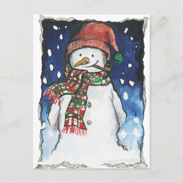 Cartão Postal De Festividades Snowman - Cartão-postal do Xmas (Frente)