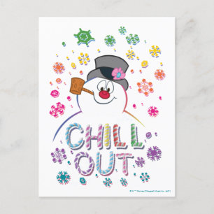 Cartão Postal De Festividades Snowman™ congelado   Colunas do arco-íris "Frio-Fr