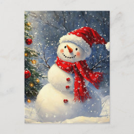 Cartão Postal De Festividades Snowman de Natal