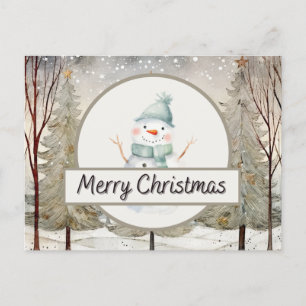 Cartão Postal De Festividades Snowman de Natal