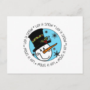 Cartão Postal De Festividades Snowman Deixe-o nevar