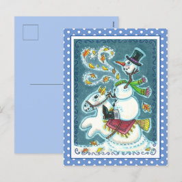 CARTÃO POSTAL DE FESTIVIDADES SNOWMAN HORSÊMICO SEM CABEÇA, XMAS HALLOWEEN HUMOR