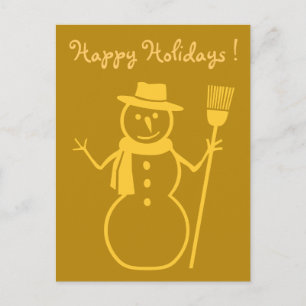 Cartão Postal De Festividades snowman in dark gold