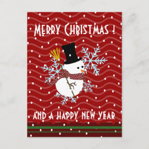 Cartão Postal De Festividades snowman kawaii xmas greetings