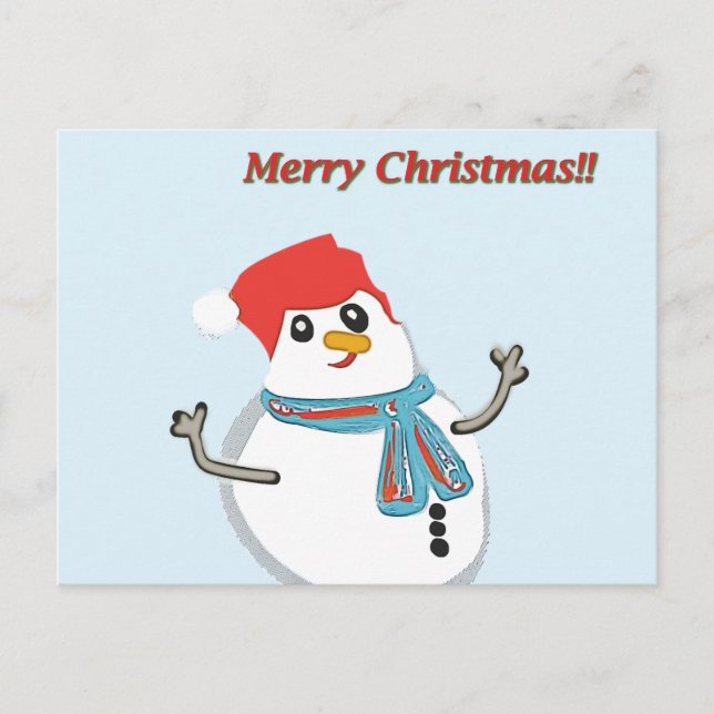 Cartão Postal De Festividades Snowman, Merry Christmas!! (Frente)