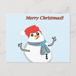 Cartão Postal De Festividades Snowman, Merry Christmas!!