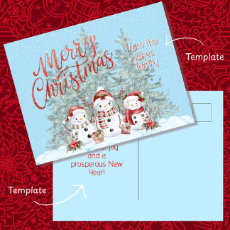 Cartão Postal De Festividades Snowman Merry Christmas Postcard