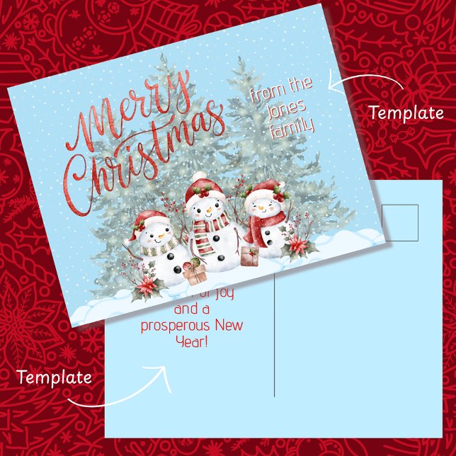 Cartão Postal De Festividades Snowman Merry Christmas Postcard (Cute Snowman Holiday Postcard)