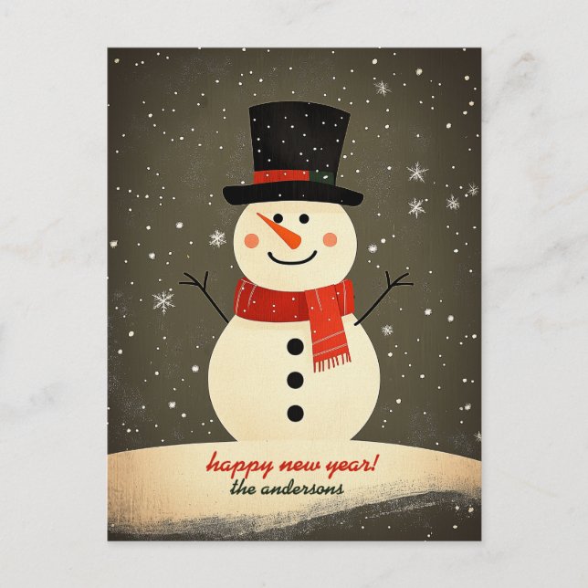 Cartão Postal De Festividades Snowman Personalizável (Frente)