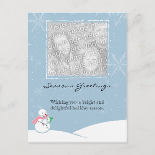 Cartão Postal De Festividades Snowman- Seasons Saudações