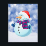 Cartão Postal De Festividades Snowman Winter Merry Christmas Snow<br><div class="desc">Bonito boneco de neve no Tema de Natal da neve Doormat.</div>