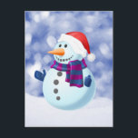 Cartão Postal De Festividades Snowman Winter Merry Christmas Snow<br><div class="desc">Bonito boneco de neve no Tema de Natal da neve Doormat.</div>