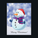 Cartão Postal De Festividades Snowman Winter Merry Christmas Snow<br><div class="desc">Bonito boneco de neve no Tema de Natal da neve Doormat.</div>