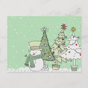 Cartão Postal De Festividades snowman wishes happy holidays