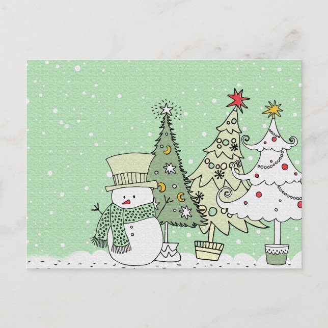 Cartão Postal De Festividades snowman wishes happy holidays (Frente)