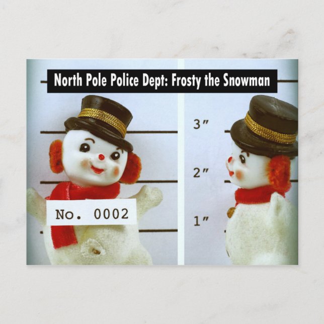 Cartão Postal De Festividades Snowman's Mug Shot (Frente)