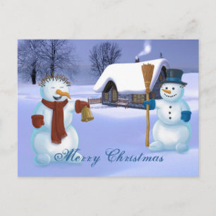 Cartão Postal De Festividades Snowmen Christmas