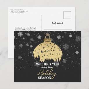 Cartão Postal De Festividades Snowy Forest Natal Papais noeis de ornamento Doura