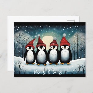 Cartão Postal De Festividades Snowy Mountain Papais noeis de inverno Pinguim Nat