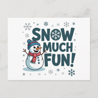 Cartão Postal De Festividades So Snow Much Fun Christmas Snowman Snowflakes Xmas