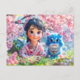 Cartão Postal De Festividades Sob a Árvore de Sakura com Meu Ca