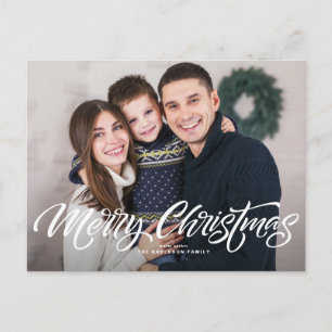 Cartão Postal De Festividades Sobreposição de Caligrafia de Natal Feliz Foto