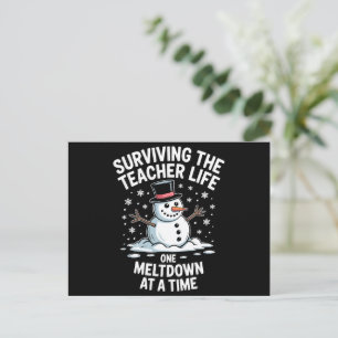 Cartão Postal De Festividades Sobrevivendo ao Natal Vida de Professor Derretimen