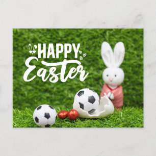 Cartão Postal De Festividades Soccer Easterfor Soccer Player com Ovos