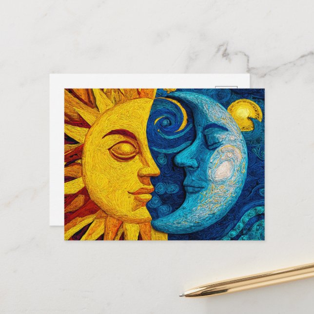 Cartão Postal De Festividades Sol E Lua - Design 1 (Frente/Verso In Situ)