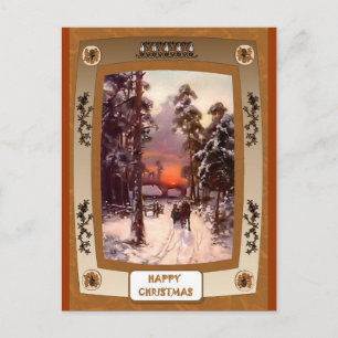 Cartão Postal De Festividades Sol na neve