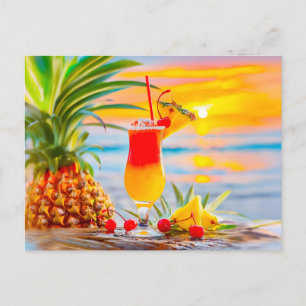 Cartão Postal De Festividades Sol tropical - Coquetel sunset