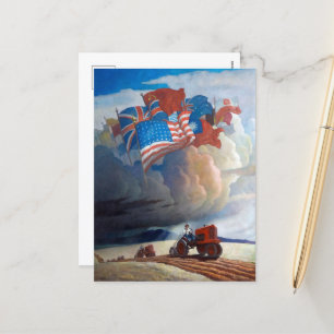 Cartão Postal De Festividades Soldados do Solo por Newell Convers Wyeth