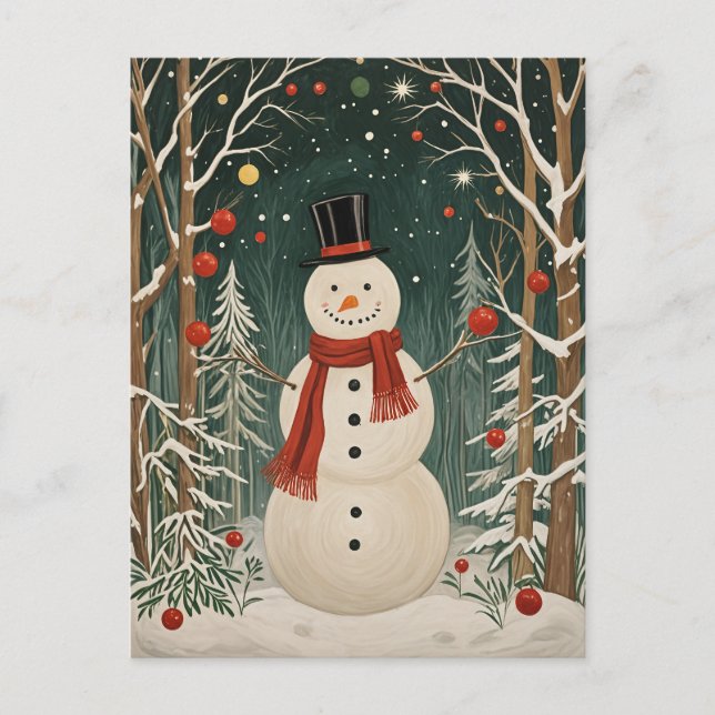 Cartão Postal De Festividades Sonho de inverno de Snowman (Frente)