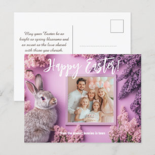 Cartão Postal De Festividades 🐰 🥚 🌸 Sonhos Hoppy Lilac Personalizáveis