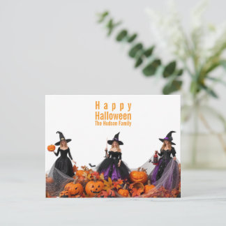Cartão Postal De Festividades Sorcery Halloween Family