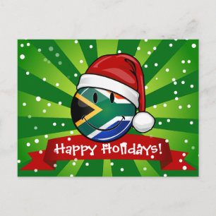 Cartão Postal De Festividades Sorriso de estilo de Natal da bandeira sul african