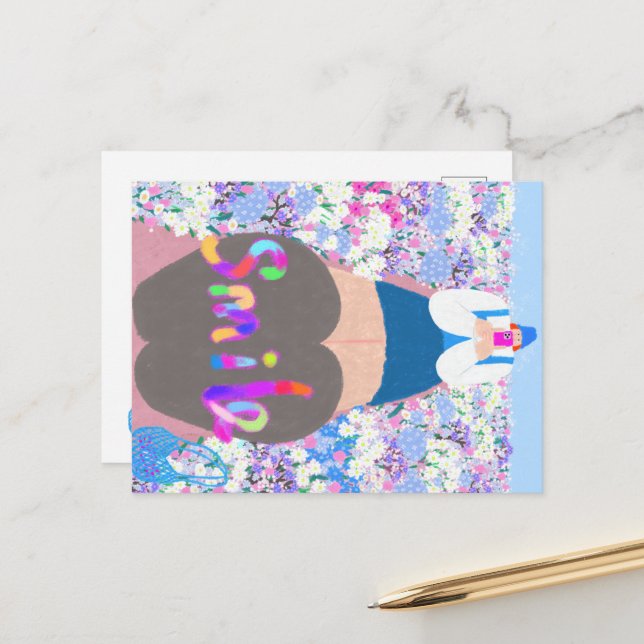 Cartão Postal De Festividades sorriso de menina (Frente/Verso In Situ)