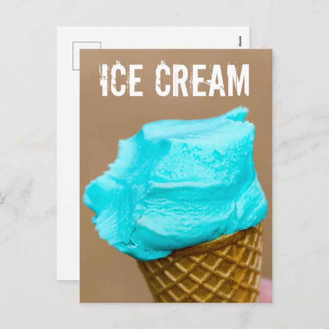 Cartão Postal De Festividades Sorvete com macro waffle (Frente/Verso)