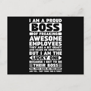 Cartão Postal De Festividades Sou um Chefe Orgulhoso de Empregados Admiráveis.