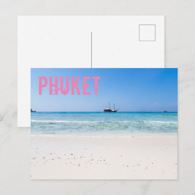 Cartão Postal De Festividades Souvenir da Tailândia Phuket Beach (Frente/Verso)