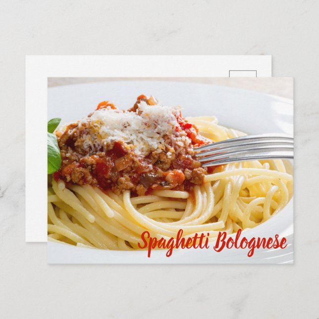 Cartão Postal De Festividades Spaghetti Bolognese Sauce Pasta com Parmesão (Frente/Verso)