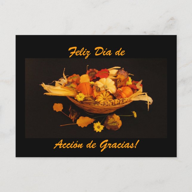Cartão Postal De Festividades Spanish: Dia de Accion de Gracias (Frente)