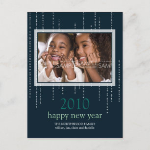 Cartão Postal De Festividades Sparkle: Cartão-postal de fotografia do Feliz ano 