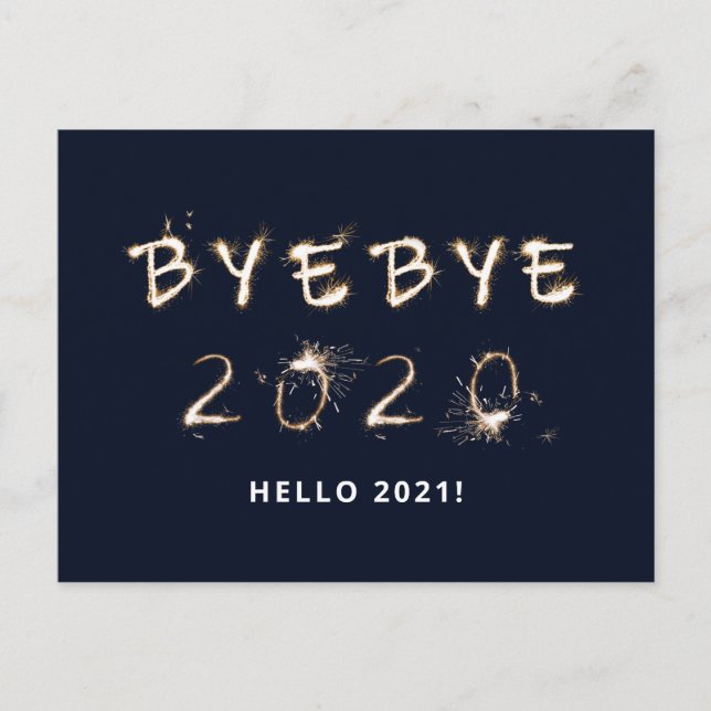 Cartão Postal De Festividades Sparkle Goodbye 2020 Olá 2021 (Frente)